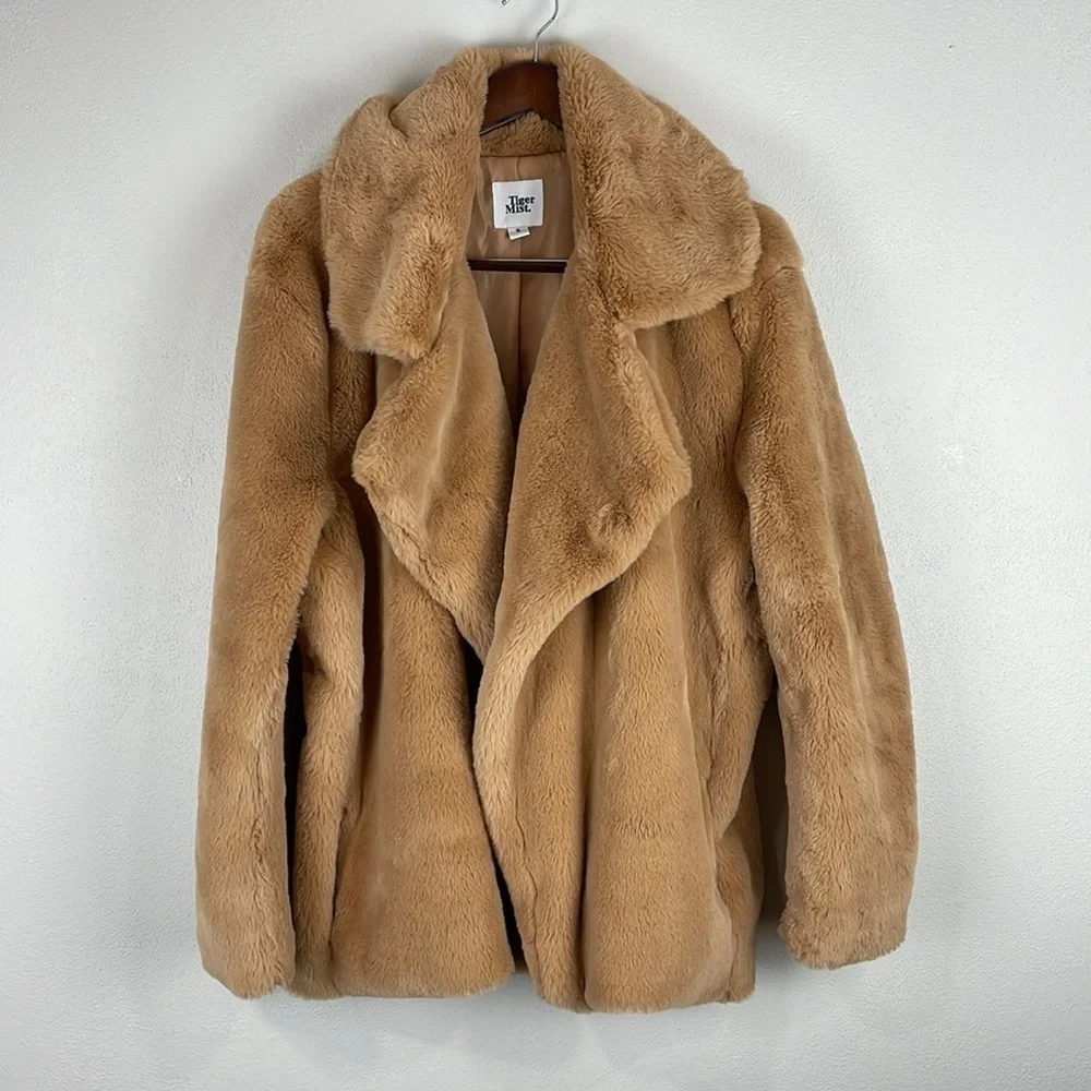 Tiger Mist Fawkner Faux Fur Open Front Jacket Size Small - Picture 2 of 8